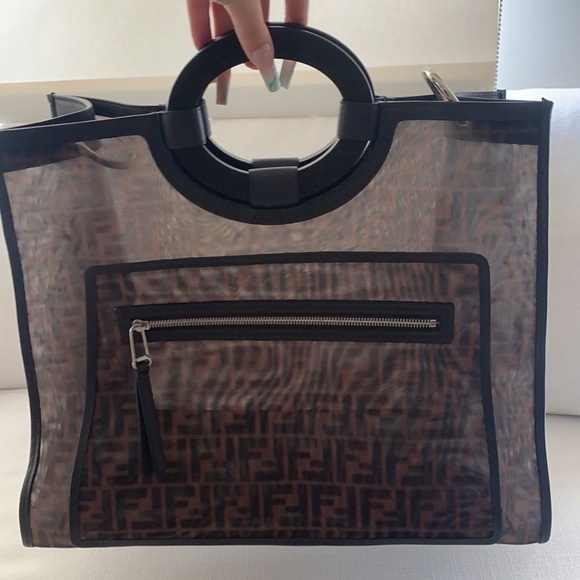 Fendi Handbags - Fendi brown mesh tote bag in excellent condition